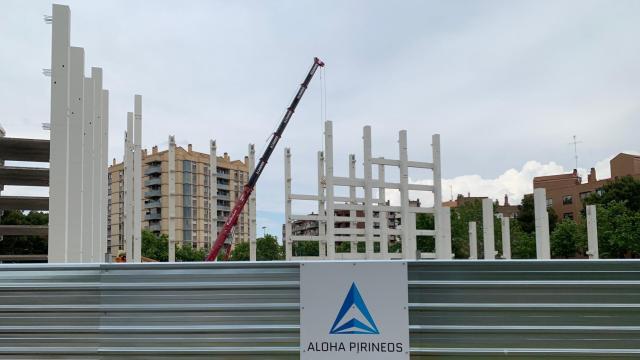Estructura de hormigón de la residencia Aloha Pirineos en Zaragoza