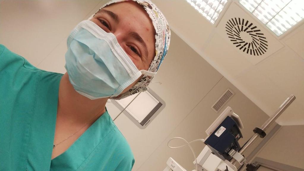 María Villamediana, en el hospital.