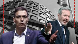 Pedro Sánchez y Jorge Azcón, con el Constitucional de fondo.