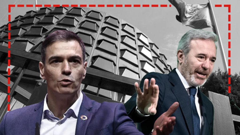 Pedro Sánchez y Jorge Azcón, con el Constitucional de fondo.