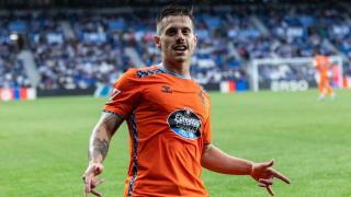 Alfon celebra el 0-1.