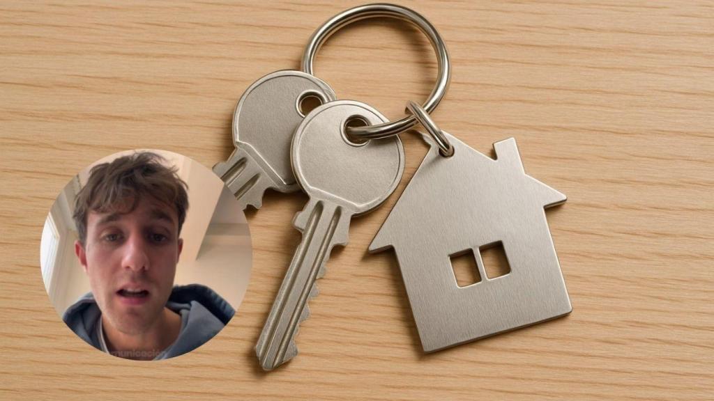 Montaje con llaves de una casa y Marc Delecourt, joven influencer.