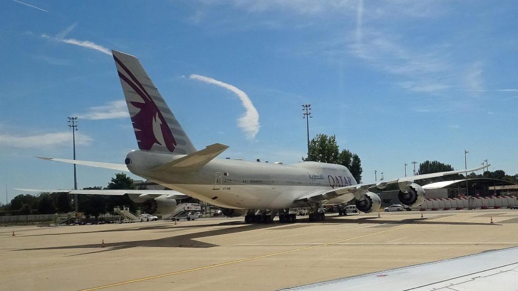 Un Boeing 747-800 de Qatar Airways.