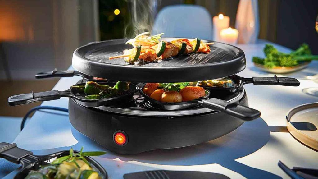 La raclette grill 800 W de Lidl.