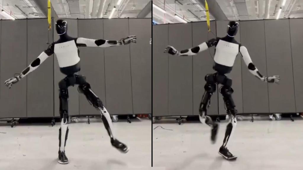 El robot humanoide Optimus bailando.