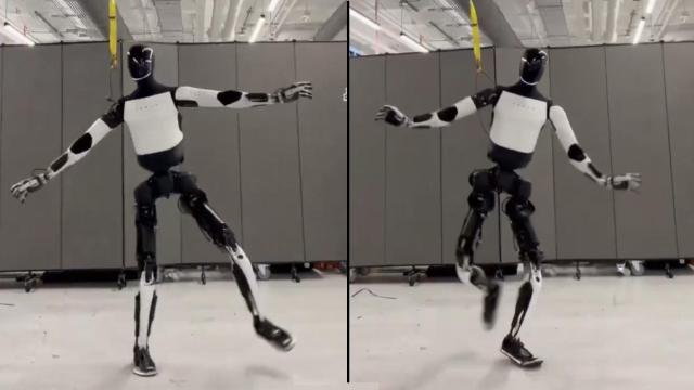 El robot humanoide Optimus bailando.