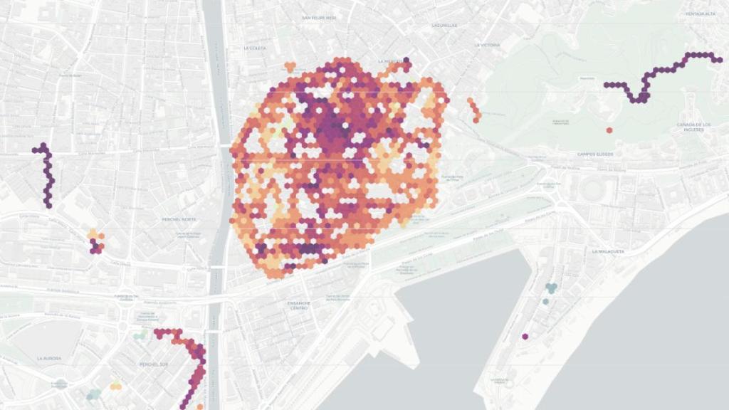 Imagen del mapa de ruido elaborado por los vecinos del Centro Histórico de Málaga.