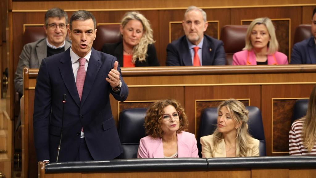El presidente del Gobierno, Pedro Sánchez, durante la sesión de control al Gobierno en el Congreso de los Diputados.