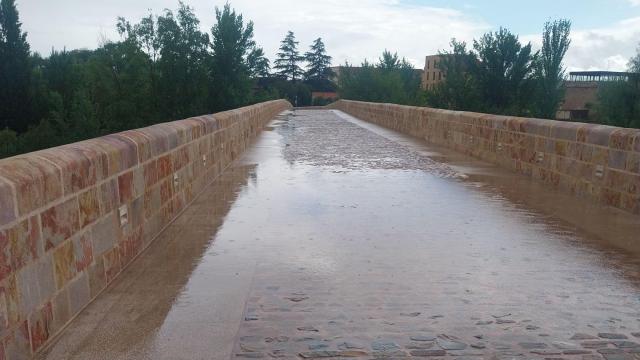 Balsa de agua en el Puente de Piedra