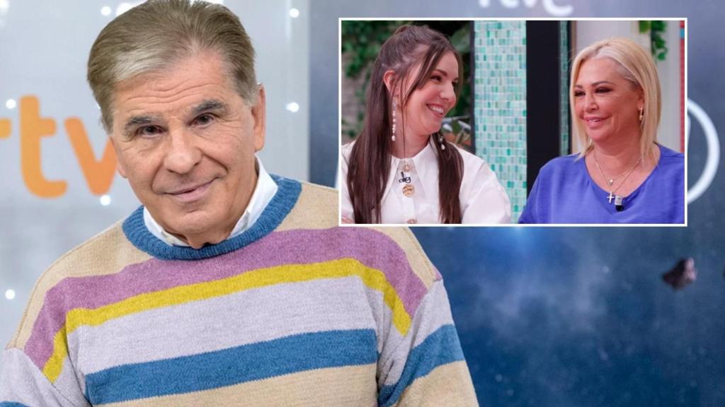 Pedro Ruiz en una presentación de TVE e Inés Hernand y Belén Esteban en 'La familia de la tele'.