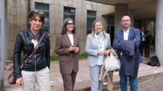 Momento de la llegada de los cuatro exediles a sede judicial.