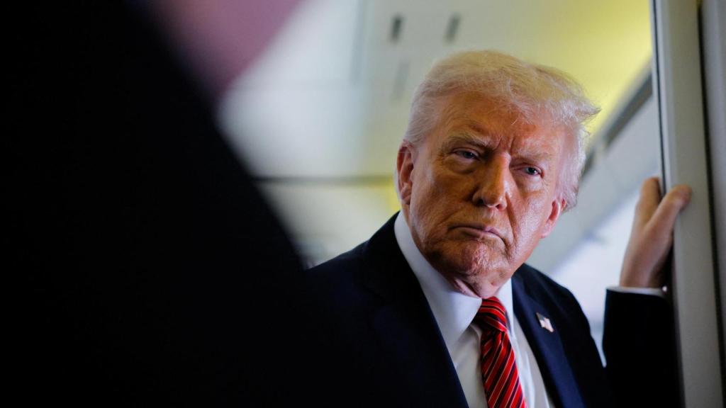 El presidente Donald Trump en el Air Force One.