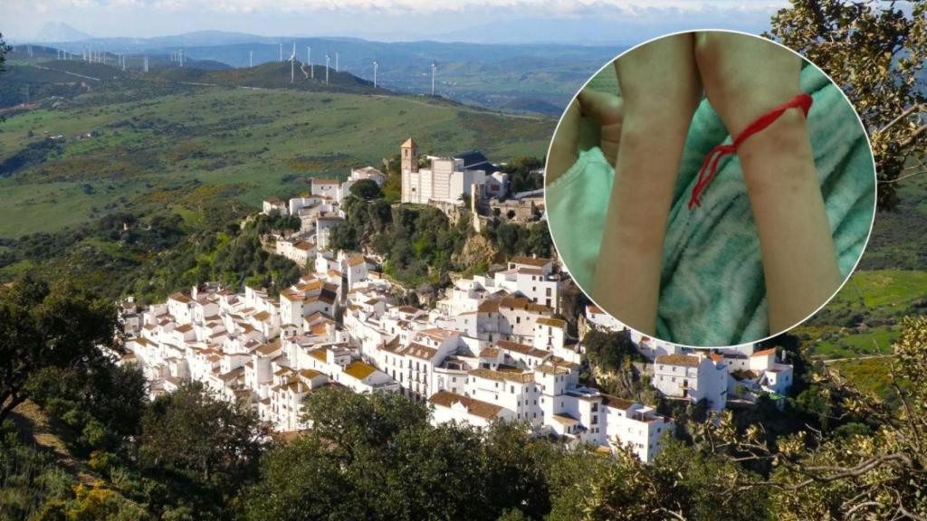 Una panorámica de casares y los brazos de la niña un día después de clase.