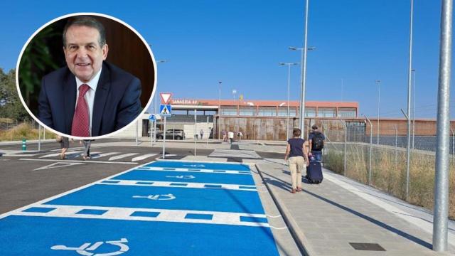 Collage con la estación Sanabria Alta Velocidad y el alcalde de Vigo, Abel Caballero