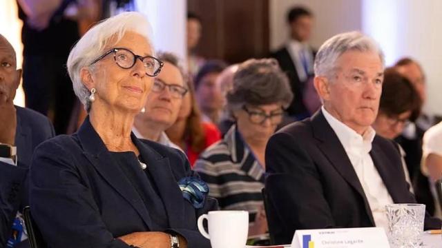 La presidenta del BCE, Christine Lagarde, y el presidente de la Fed, Jerome Powell.