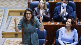 La portavoz de Más Madrid en la Asamblea de Madrid, Manuela Bergero (izquierda), este miércoles.