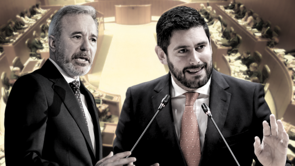 Azcón y Nolasco, con las Cortes de fondo.