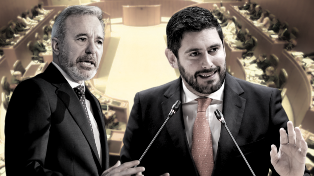 Azcón y Nolasco, con las Cortes de fondo.