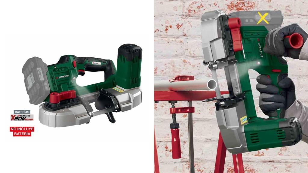 La sierra de cinta inalámbrica 20 V de Lidl.