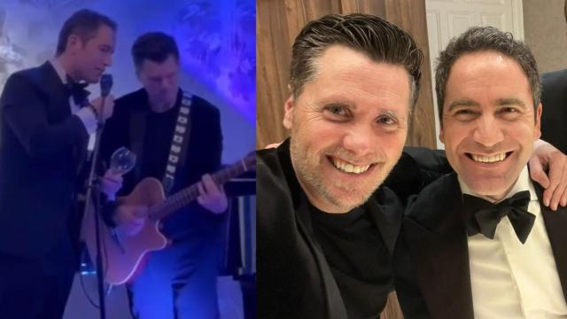 El artista Filiu, participando en la fiesta de cumpleaños del exsecretario general del PP, Teodoro García Egea.