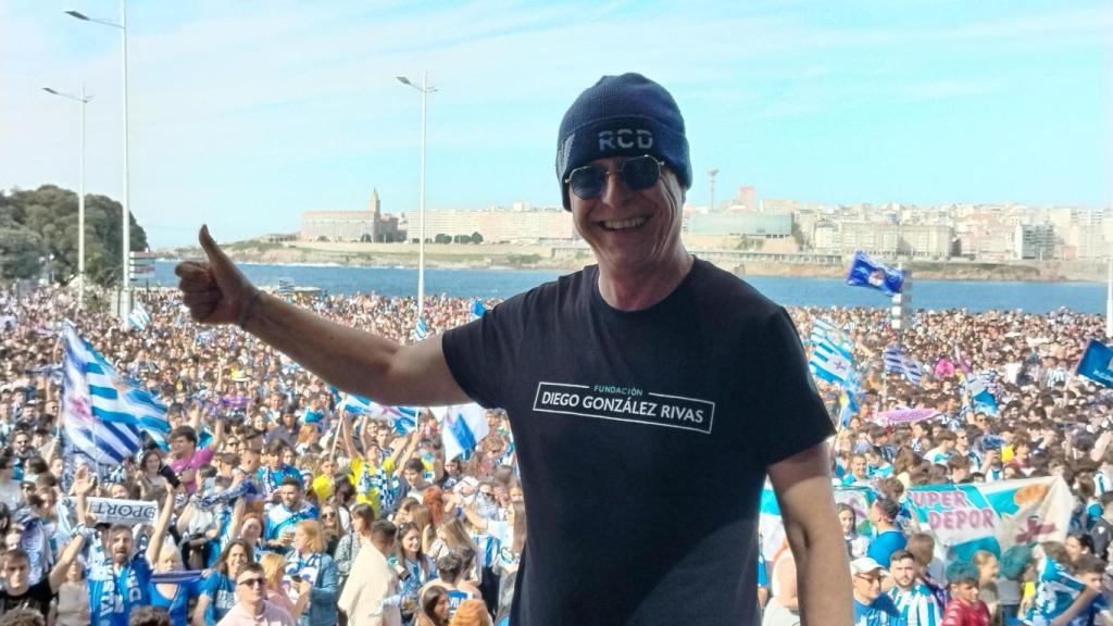 Gandy en los actos del ascenso del Dépor de 2024.