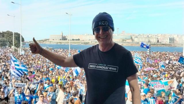 Gandy en los actos del ascenso del Dépor de 2024.