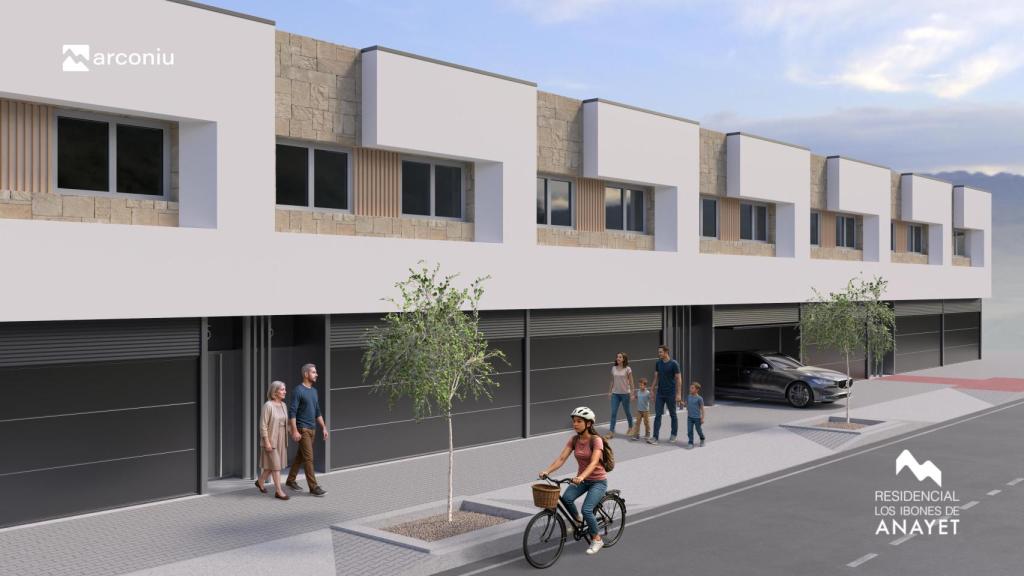 Recreación de las fachadas de la promoción de viviendas Ibones de Anayet en Villanueva de Gállego