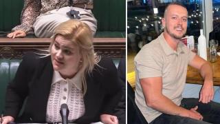 La parlamentaria Alex Davies-Jones en la Cámara de los Comunes y una imagen de Nathan Osman.