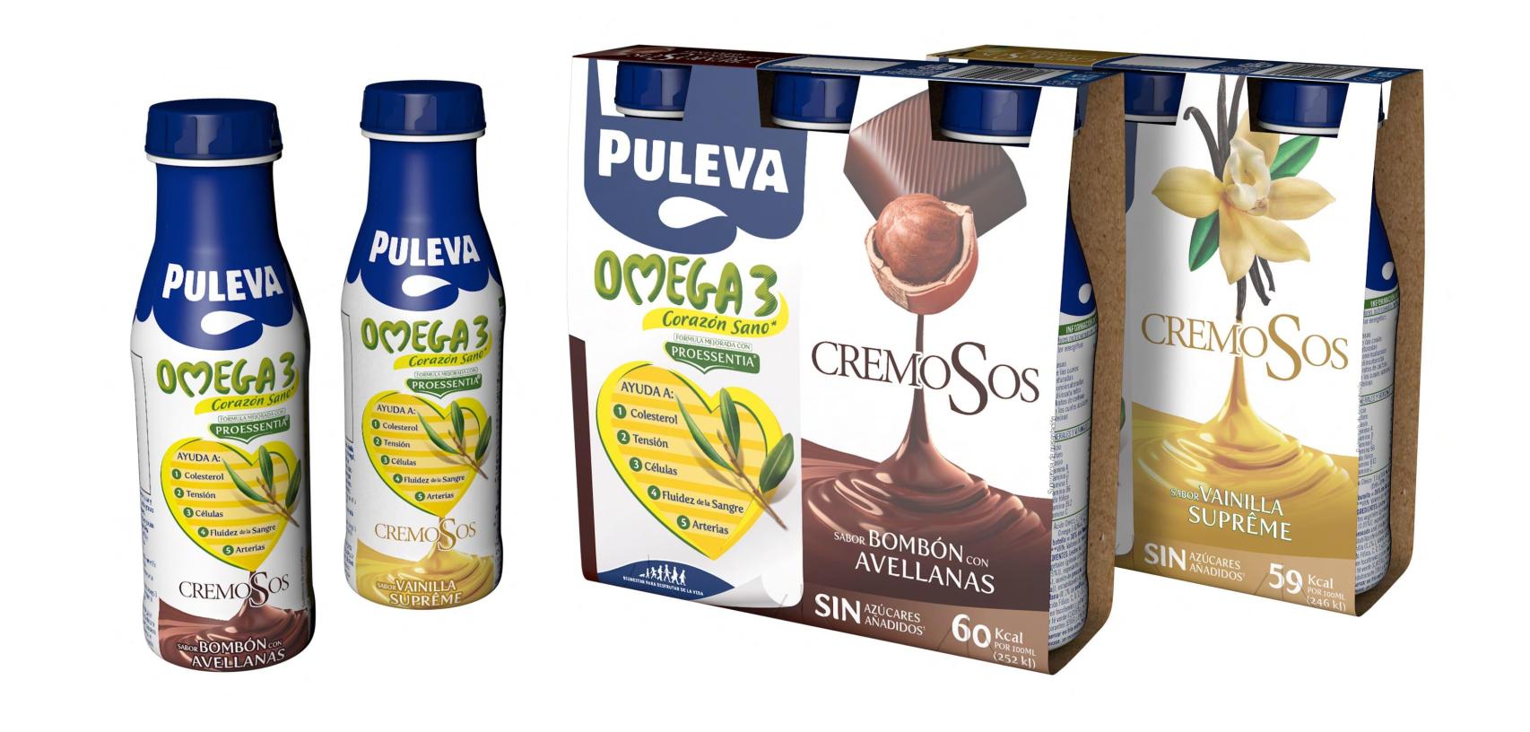 Presentación de los packs de Puleva Omega 3 Cremosos.