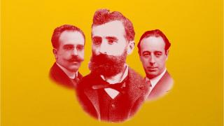 Los compositores Julio Gómez, Miguel Marqués y Óscar Esplá. Diseño Rubén Vique
