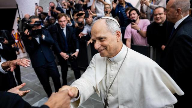 El papa León XIV el pasado 12 de mayo en una audiencia con periodistas.