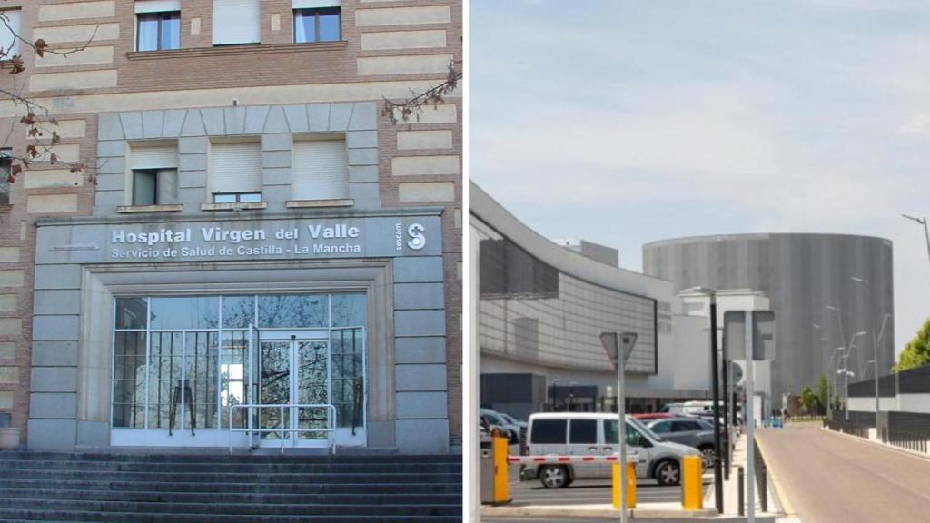 (i) El Hospital Virgen del Valle (d) el Hospital Universitario de Toledo.