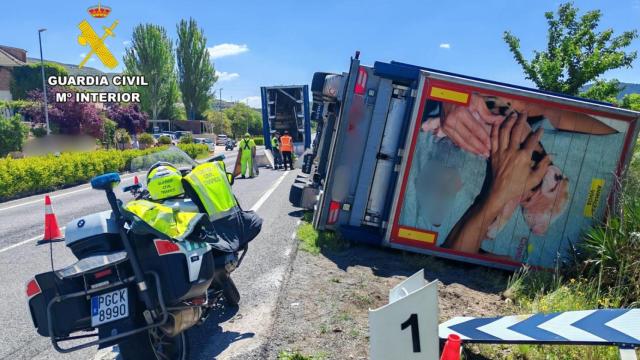 Accidente de tráfico de un camión que transportaba 1200 cerdos