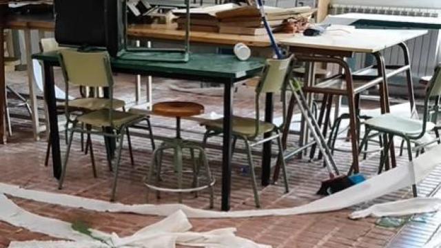 Aula del instituto de Molina de Aragón vandalizado. Foto: Instituto.