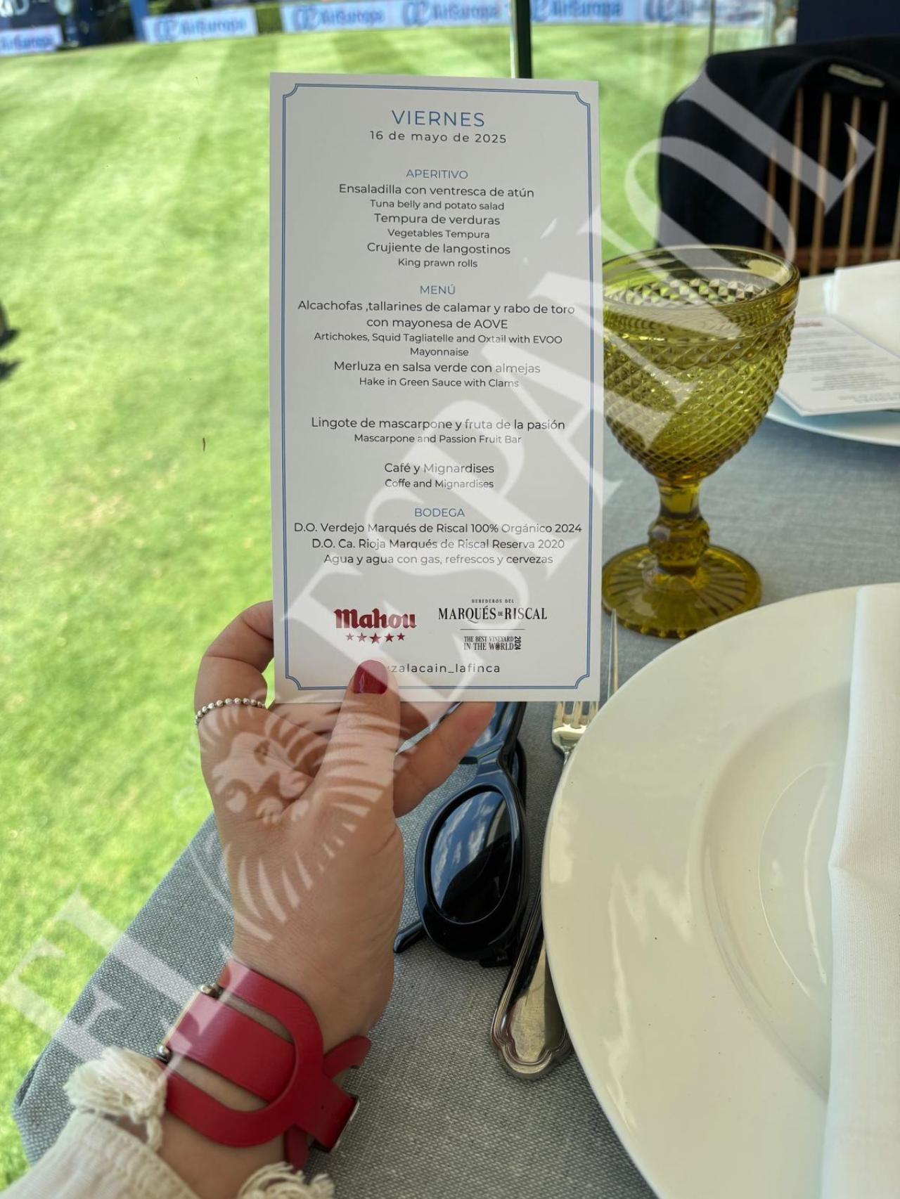 Menú de Zalacaín en la zona VIP de Longines.