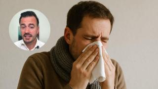 Montaje con hombre enfermo e Ignacio de la Calzada, experto legal.