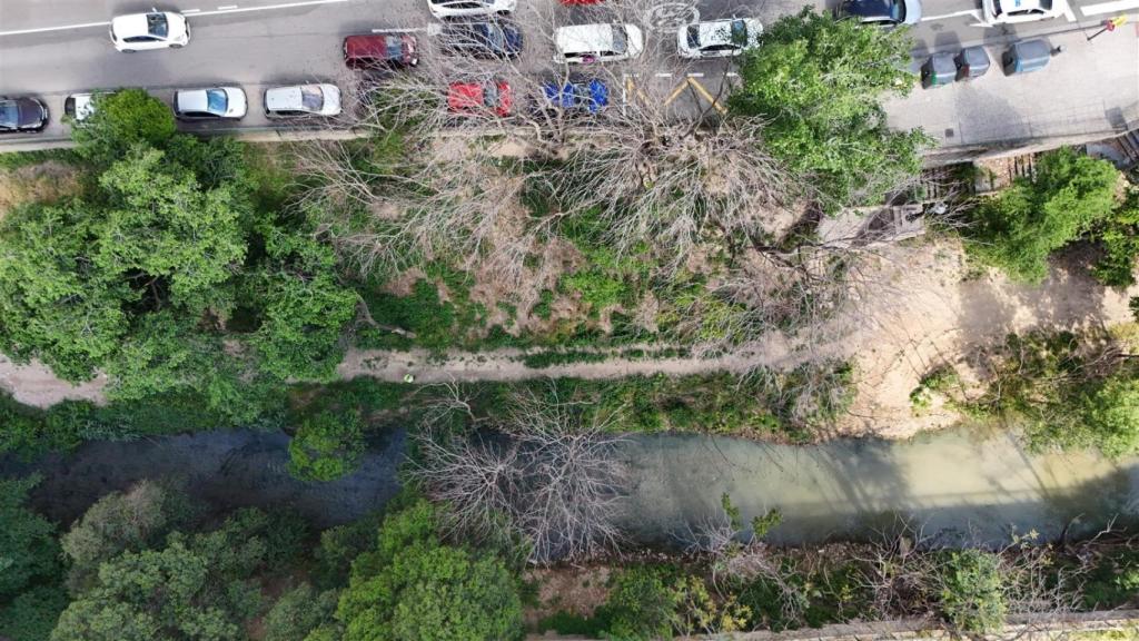 Vista aérea del río Huerva, en la actualidad.