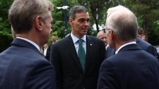 Pedro Sánchez, durante la recepción de la cumbre de la Comunidad Política Europea, en Tirana (Albania).