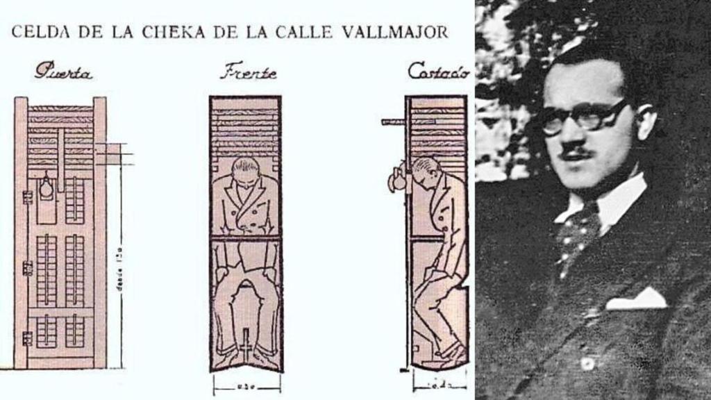 Alfonso Laurencic y bocetos de sus diseños de las celdas armario.