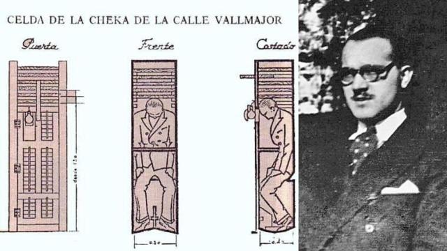 Alfonso Laurencic y bocetos de sus diseños de las celdas armario.