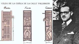 Alfonso Laurencic y bocetos de sus diseños de las celdas armario.