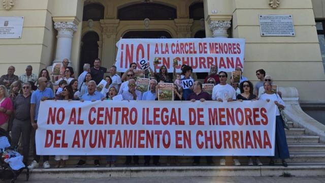 Protesta vecinal en el Ayuntamiento de Málaga.