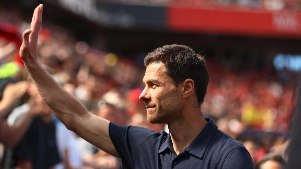 Xabi Alonso, durante su despedida en el Bayer Leverkusen.