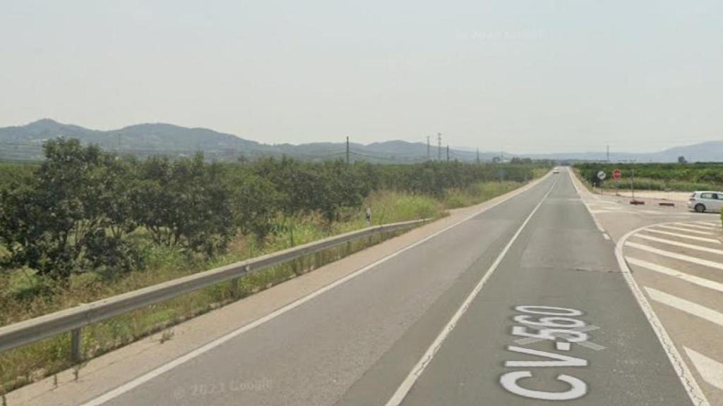 La carretera CV-560, a la altura de Villanueva de Castellón.