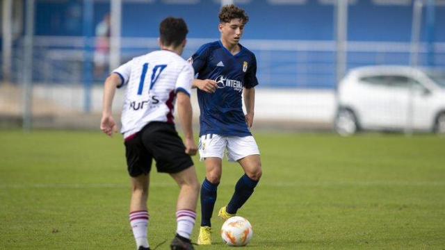 Joel Giraldo, durante un partido con el Oviedo.
