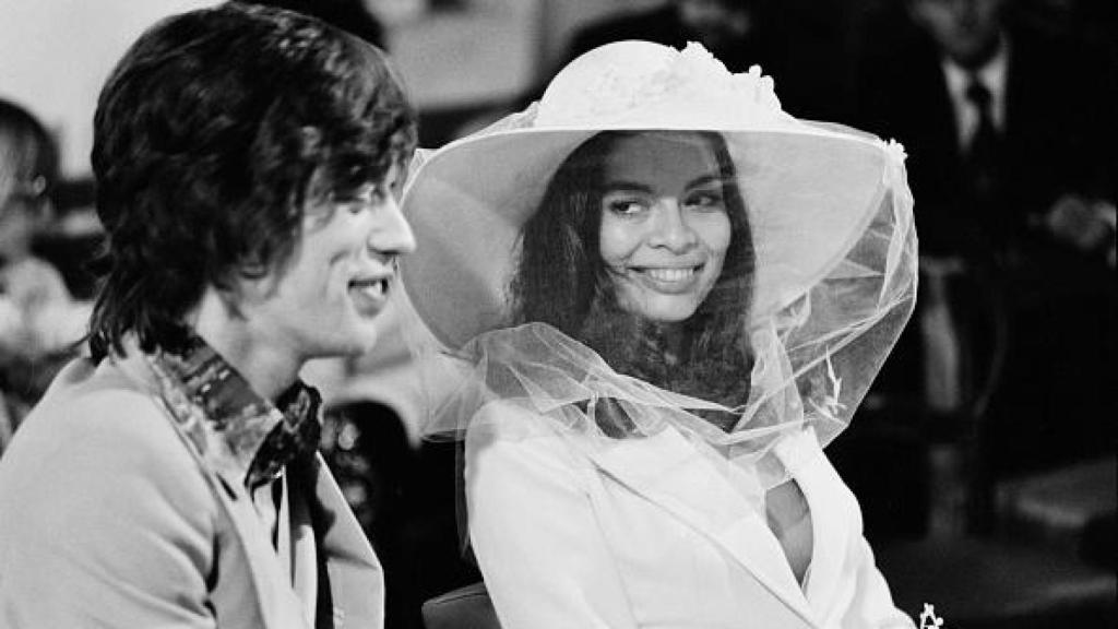 Bianca Jagger con pamela el día de su boda.