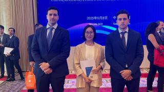 Los cofundadores de Adity, en el encuentro de intercambio económico y comercial entre emprendedores europeos y la región de Xinjiang (China).