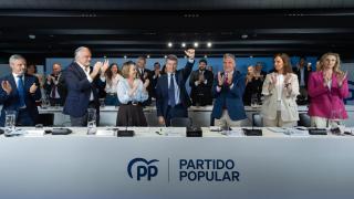 Alberto Núñez Feijóo tras su discurso ante la Junta Directiva Nacional del PP este lunes.