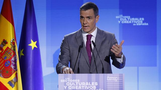El presidente del Gobierno, Pedro Sánchez, este lunes durante la presentación del informe de la Fundación Cotec sobre el valor económico del sector cultural. Foto: EFE/Chema Moya