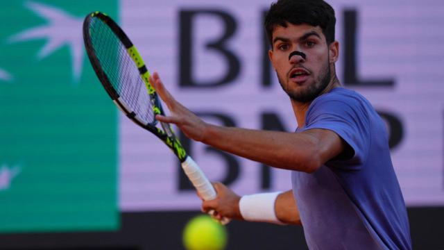 Carlos Alcaraz, durante la final del Masters 1.000 de Roma contra Sinner.